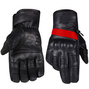 ถุงมือมอเตอร์ไซค์คุณภาพสูงสำหรับผู้ใหญ่ สีดำ หนังแพะ ดีไซน์ป้องกันการเสียดสี แบบเต็มนิ้ว สำหรับแข่งรถมอเตอร์ไซค์ - Product Image 1
