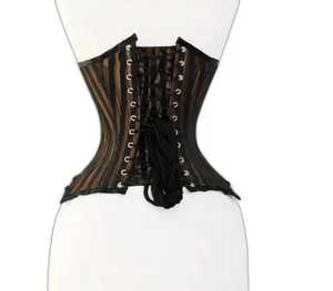 Corsé a rayas negro y marrón para mujer, faja moldeadora de control firme bajo el busto, diseño de gancho y ojo, transpirable, control de abdomen, talla adulta - Product Image 3