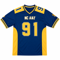 Maillot de football NC A&T pour homme, col en V, manches courtes, sublimé, anti-humidité, 91 bleu jaune, uniforme d'équipe