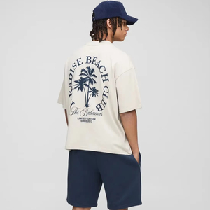 Camiseta oversize de corte holgado para hombre, con hombros caídos, de algodón grueso, estilo streetwear, camiseta lisa, proveedor de logotipos personalizados - Product Image 1