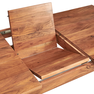Table de salle à manger extensible en bois d'acacia massif, forme rectangulaire, taille personnalisée, finition brune, pieds pliants, durable, pour la maison, la cuisine, le restaurant - Product Image 6