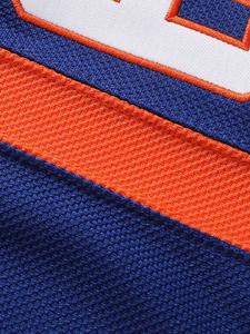 Maillot de hockey sur glace personnalisé pour hommes, bleu et orange, sublimation, uniforme d'équipe, nom et numéro personnalisés, style professionnel, maillot de hockey en twill. - Product Image 5