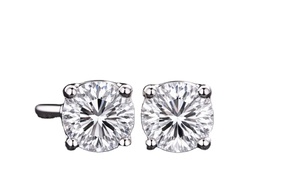 Boucles d'oreilles clous unisexes plaquées or 18 carats au design classique, diamant de laboratoire taille brillant 0,3 ct, certifié IGI, sertissage griffe Sutariya - Product Image 5