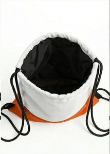 Workout Drawstring Backpack Orange White Canvas Unisex Gym Fitness Wear Drawstring <b>Bags</b> with Zipper Pocket <b>String</b> <b>Bags</b> - Product Image 3