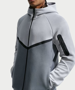 Sweat à capuche technique personnalisé pour homme, veste de sport à fermeture éclair intégrale, fabrication OEM, marque privée, streetwear, survêtement, vente en gros - Product Image 3