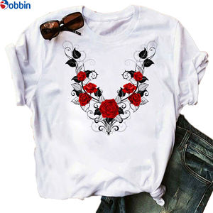 Camiseta con estampado de mariposas y rosas para mujer, camiseta holgada y transpirable con estampado para mujer, camiseta gráfica de manga corta, ropa de talla grande - Product Image 3