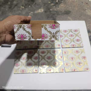 ที่รองแก้วไม้พิมพ์ลายดีไซน์ใหม่ชุดที่รองแก้วชากาแฟรูปทรงสี่เหลี่ยมทำจากไม้ออกแบบอย่างสวยงาม - Product Image 4