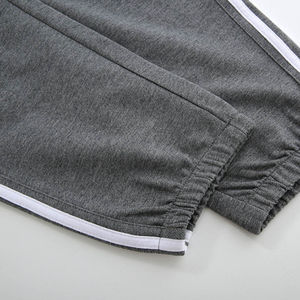 Pantalones Deportivos Grises para Hombre, 100% Algodón, Teñidos, Cintura Elástica, Franja Lateral, Casuales, para Invierno - Product Image 2