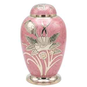 Urna Conmemorativa Grande para Adultos con Tallados Florales Detallados, Fondo Dorado Texturizado y Tapa Superior Roscada Segura - Product Image 2