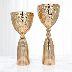 Juego de Jarrones de Mesa de Metal Dorado Martillado a Nivel de Ojo, Estilo Glamuroso y Lujoso, Hechos a Mano, Decoración para Centro de Mesa de Boda - Product Image 4