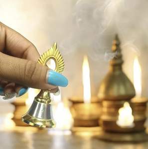 Premium quality Brass <b>bell</b> for pooja in different style with silver & gold traditional home decor products wholesale product - Product Image 5
