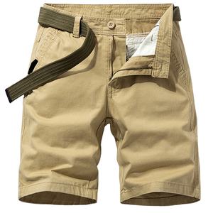 Short à taille élastique et à cordon de serrage pour hommes, 100% coton, motif uni, tenue décontractée, tissu en toile, poche, séchage rapide - Product Image 1
