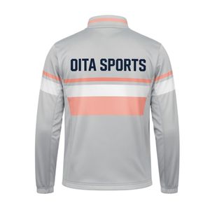Men Gray Orange Hockey Sports Jacket Polyester Athletic Wear Training Uniform Outdoor Sports Apparel Team Performance Jacket - Product Image 2