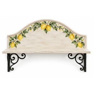 Estante de Pared de Madera de Mango Blanqueada Hecho a Mano con Diseño de Limón Pintado a Mano |   Venta al por mayor - Product Image 1