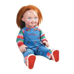 Muñeco de Personaje de Terror con Cabello Rojo, Camisa a Rayas y Overol de Mezclilla, Figura Coleccionable para Exhibición - Product Image 3