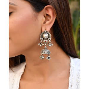 ต่างหูเงินแฟชั่นสไตล์จุมกี รุ่นมีรา จาปุร ลัลี - Product Image 2