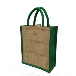 กระเป๋าผ้าปอกระเจาแบบสั่งทำกระเป๋าผ้าทอสีเขียวมีหูหิ้วกระเป๋าช้อปปิ้งผลิตจากอินเดียตะวันตก - Product Image 1