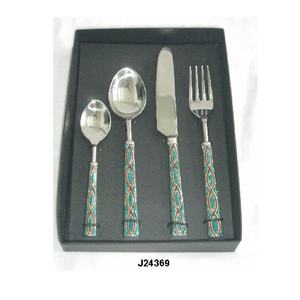 Ensemble de couverts en acier inoxydable de haute qualité avec os et mosaïque en métal poignée ronde couverts dîner ensemble de couverts ensemble d'ustensiles de cuisine - Product Image 2