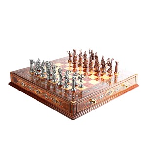 ชุดหมากรุกไม้ชีแชมฝังลายประดับ พร้อมกล่องเก็บของ - ขายส่ง - Product Image 3