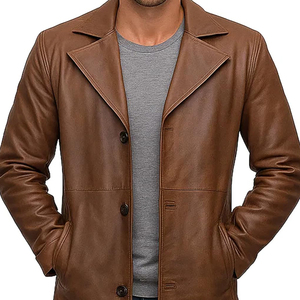 <b>Mens</b> Leather Long Overcoat With Belted Waist <b>Full</b> <b>Length</b> Winter Trench <b>Coat</b> Warm Windproof Outerwear Long Sleeve Fashion - Product Image 5