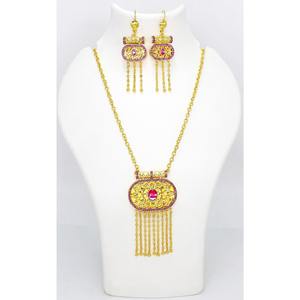 Ensembles de bijoux arabes en laiton plaqué or avec boucles d'oreilles, collection parfaite pour le Ramadan, bijoux de mariée indienne de Dubaï - Product Image 1