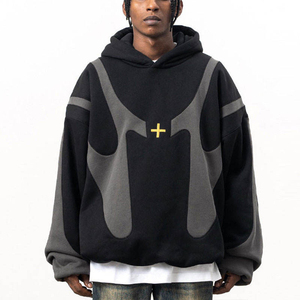 Wholesale High Quality Embroidered <b>Mens</b> Boxy <b>Hoodie</b> High Weight Polyester/Cotton <b>Grey</b> <b>Plain</b> - Product Image 2