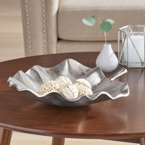 Round Leaf Shaped Metal Serving Bowl for Home Decor - Aluminum Decorative Bowl for <b>Coffee</b> <b>Table</b>, Party, Wedding, Kitchen Count - Product Image 4