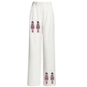 Pantalones y pantalones sueltos de algodón con bordado personalizado, estilo flare, de diseñador, OEM, ODM, tallas grandes, precio razonable, para mujeres y niñas - Product Image 2