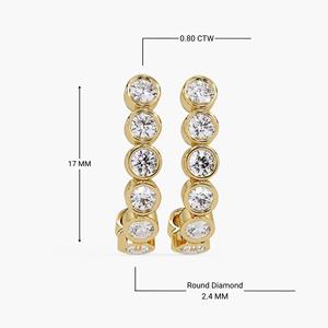 Modern Round Lab Diamond Bezel Drop Huggie <b>Earrings</b> 0.80CT 14K Gold Minimalist Everyday Diamond <b>Hoop</b> <b>Earrings</b> Women - Product Image 5