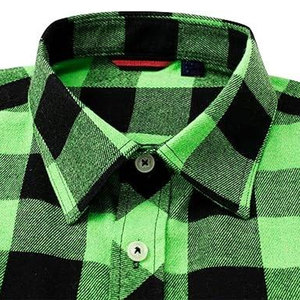 Chemises en flanelle de luxe en polyester pour hommes, à carreaux, en coton épais, unisexe, à col montant, respirantes, en promotion - Product Image 2