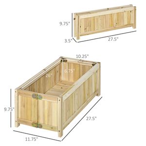 Fioriera Rialzata Pieghevole in Legno 28x12 pollici per Giardino e Patio, Orto Rialzato per Verdure, Erbe e Fiori, Forniture da Giardino - Product Image 3