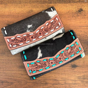 Portefeuille à trois volets en cuir usiné à la main de conception de luxe personnalisée pour les femmes porte-cartes en cuir véritable bloquant la RFID longs portefeuilles - Product Image 5