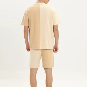 Conjunto de Camiseta y Pantalones Cortos de Algodón de Color Personalizado para Hombre, Ropa Casual de Verano, Color Sólido, Tejido Transpirable de Alta Calidad - Product Image 3