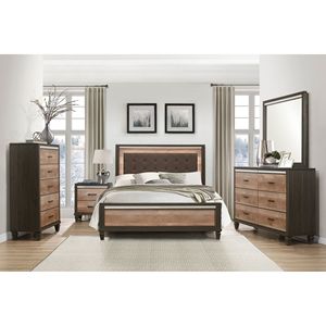 Cassetti in legno stile rustico moderno 1 pezzo cassettiera 5x con finitura bicolore per mobili camera da letto - Product Image 5