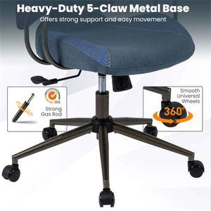 Sedia da Ufficio Ergonomica Blu con Poggiatesta 2D Regolabile, Schienale Alto, Capacità 150 kg, Girevole, in Nylon e PU - Product Image 4