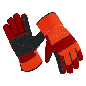 Gants de sécurité pour monteurs canadiens, gants de travail en cuir fluorescent, renfort en cuir de vachette pleine fleur, durables, 11 oz, anti-vibration - Product Image 3
