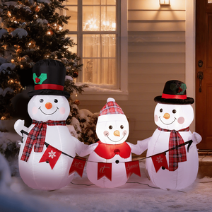 Decorazione Natalizia Gonfiabile Illuminata da 1,9 m, Famiglia di Pupazzi di Neve in PVC, Divertenti Decorazioni da Giardino con Luci Integrate - Product Image 3