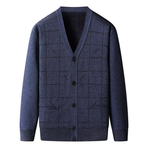 Pull cardigan à col en V pour homme, manches longues, boutons, couleur unie, tricoté, vente en gros, pour l'hiver, logo personnalisé - Product Image 4