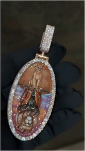 CONCEPTION Colgante de Lujo de Moissanita con Foto, Joyería Hiphop de Plata 925 y Oro 14K, Colgante de Moissanita con Esmalte para Guardar Recuerdos - Product Image 5