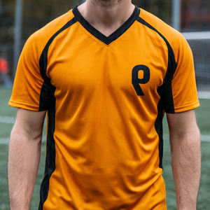 Maillot de football 100% polyester à manches courtes et col en V pour homme, maillot d'entraînement sportif pour homme - Product Image 1