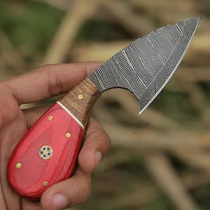 Cuchillo de Caza/Desollador Personalizable OEM de Acero Inoxidable con Mango de Madera Pakka y Funda de Cuero, Hecho a Mano, Marca ZA DAMASCUS MAKERS - Product Image 4