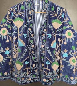 Veste Chapan en velours brodée à la main, doublure en coton, écologique, respirante, artisanat traditionnel ouzbek - Product Image 3