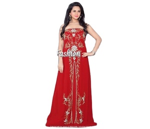 ชุดเดรสสีแดงสุดเซ็กซี่สำหรับเพื่อนเจ้าสาว,ชุดเดรสสีแดงสุดเซ็กซี่เปิดไหล่ประดับลูกปัดสำหรับสาวอิสลาม Jibab - Product Image 1