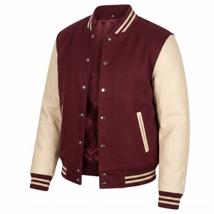 Veste varsity verte pour homme avec manches crème et bordure orange, coupe classique, vêtement d'extérieur décontracté - Product Image 5