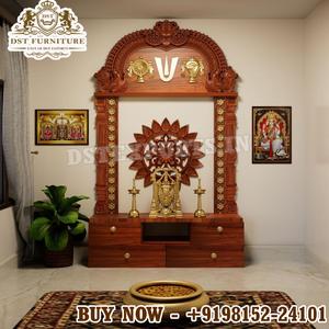 หิ้งบูชาไม้เนื้อแข็งขนาดใหญ่ ทำด้วยมือ สำหรับบ้าน ซื้อหิ้งบูชาแบบดั้งเดิมที่ปรับแต่งได้ตามต้องการ สไตล์อิสกคอน หิ้งไม้สำหรับบูชา จัดส่งในสหรัฐอเมริกา - Product Image 5