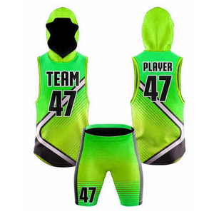 Conjunto de Camiseta sin Mangas con Capucha y Pantalones Cortos Sublimados Personalizados en Amarillo Dorado con Rayas Diagonales, Uniforme de Baloncesto 7v7, Proveedor Mayorista OEM 47 - Product Image 2