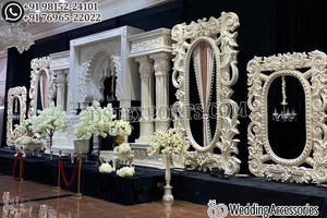 Open Theme Wedding Traditional Fiber Stage Set Tamil Wedding Traditional Stage <b>Decor</b> Affordable Open Wedding Stage MandapConcept - Product Image 5