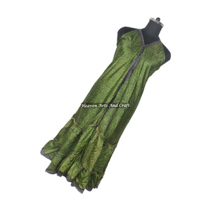 Robe de plage vintage indienne ethnique en soie sans manches, style bohème, dos nu, imprimé floral, pour festival, été - Product Image 3