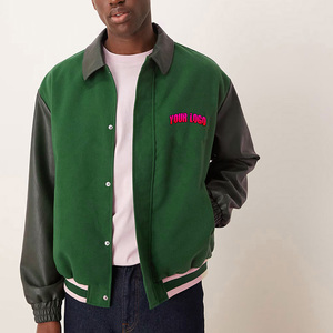 Veste personnalisée pour homme, style streetwear décontracté, coupe-vent universitaire, en laine, col montant, brodée, service OEM - Product Image 2