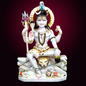 Indian Lord Shiva Marble Statue, White <b>Stone</b> Shiv Shankar Murti - Product Image 6
